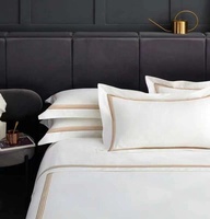 Ensemble de literie d'hôtel en satin 100% coton brodé, couleur de tissu personnalisable, draps en coton de luxe, broderie personnalisée