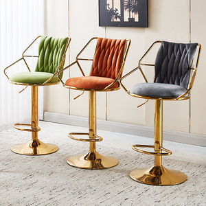 Customized Modern Luxury Metal Frame Velvet High <strong>Bar</strong> <strong>Stool</strong> Rotate Lift Feature for Home Kitchen Bedroom or Mall Use - Product Image 2