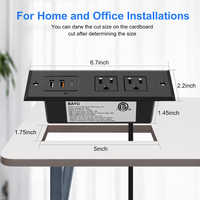 Multiprise encastrable de bureau avec port USB-C 20W à charge rapide, port USB-A, prise de table et cordon d'extension plat de 1,8 m pour bureaux