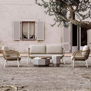 Combinaison <span class=keywords><strong>de</strong></span> canapé tressé en corde pour balcon, jardin, loisirs, extérieur, véranda, chaise en rotin, table à thé - Product Image 2