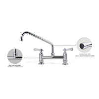 Robinet de lavabo commercial de haute qualité 6/8/10/12/14 pouces en chrome pour cuisine et salle de bain, à double poignée, cartouche céramique, eau chaude et froide