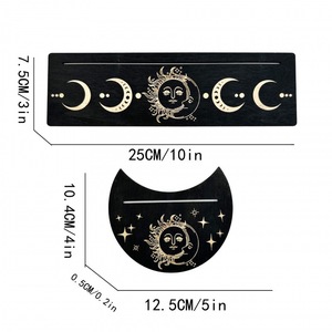 Base in Legno per Carte dei Tarocchi, Design a Forma di Luna e Rettangolare, Strumento di Divinazione per Arredamento Camera della Strega - Product Image 5