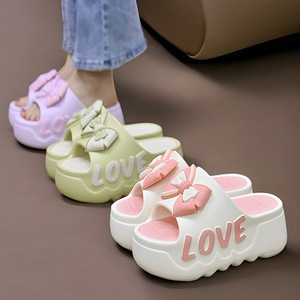 Nouvelles pantoufles d'été <span class=keywords><strong>à</strong></span> <span class=keywords><strong>talon</strong></span> compensé pour <span class=keywords><strong>femme</strong></span>, avec nœud tendance, pour intérieur, salle de bain et extérieur, antidérapantes - Product Image 4