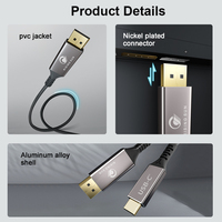 Cable USB-C a DP 1.4 de Alta Definición UHD, Macho a Macho, 8K60Hz, con Revestimiento de PVC, para Monitor, Laptop y Proyector