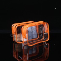 Sac de maquillage portable compact et élégant, transparent, avec séparation sèche et humide, pour l'extérieur
