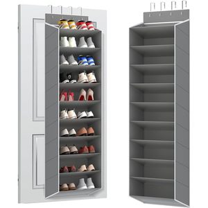 Organisateur de chaussures à suspendre à la porte, 10 niveaux, gris, pliable, pour le rangement des chaussures derrière les portes ou sur les murs - Product Image 1