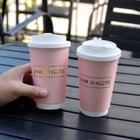 Gobelet à café à double paroi biodégradable et compostable, avec couvercle, design personnalisé, revêtement aqueux, vente en gros pour café et bureau