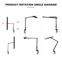 Lampe de bureau LED avec base, 95 CRI, gradation tactile/couleurs, anti-éblouissement, design métallique pliable, AC, écologique, pour bureau, étudiants, chambre à coucher