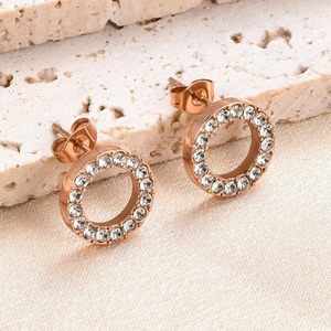 Pendientes de acero inoxidable con circonita en forma de cruz, color dorado para mujer, joyería de moda para niña, color plata/dorado/rosa - Product Image 5