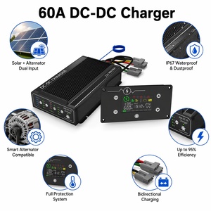 شاحن DC-DC مقاوم للماء IP67 بقوة 60 أمبير، مدخل مزدوج للطاقة الشمسية والدينامو، 12 فولت 24 فولت 48 فولت، شاحن بطارية ذكي للمركبات - Product Image 4
