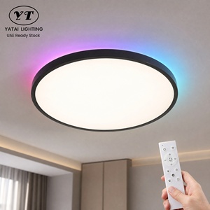 Plafonnier LED rond moderne avec télécommande, intensité variable, en acrylique, montage en surface, pour chambre et salon, 60 cm - Product Image 1