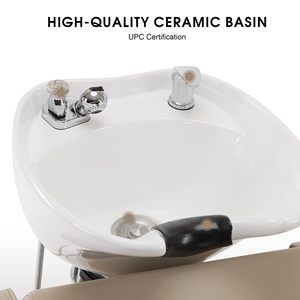 Sillón de Masaje Portátil para Spa, con Lavabo de Cerámica, Reposapiés Ajustable, Cuero Sintético, Construcción Duradera para el Cuidado del Cabello - Product Image 3