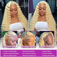 Perruque frontale en dentelle HD 13x4 Deep Wave 613 Blonde, 100% cheveux humains vierges, dentelle HD effet peau, prête à être expédiée