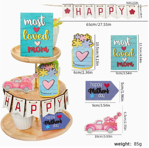 ของตกแต่งงานปาร์ตี้วันแม่ DAMAI ความรักและดอกไม้ ของตกแต่งโต๊ะไม้สุดพิเศษสำหรับวันเกิดแม่ ของตกแต่งแขวนบนโต๊ะ - Product Image 4