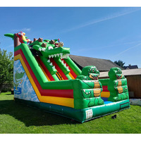 Toboggan aquatique gonflable à 3 voies, couleurs macaron, équipement de location pour événements, toboggan aquatique gonflable pour enfants