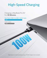 Anker Câble USB C 100W 10ft Câble USB C vers USB C 2.0 Câble de charge Type-C Charge rapide pour iPhone 15/15Pro/15Plus/15ProMax
