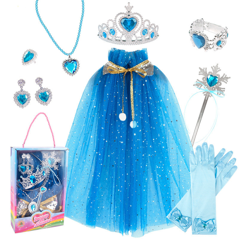 Set blu con scatola di imballaggio