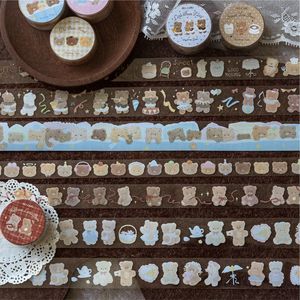 1 rollo de cinta adhesiva de la serie Bear's Dream Melodies, pegatinas decorativas reutilizables con temática de oso para manualidades - Product Image 3