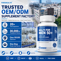 Capsules multivitaminées et minérales quotidiennes pour hommes adultes de plus de 50 ans |   Complément alimentaire à marque privée : Calcium, Vitamine D, Énergie, Immunité, Beauté, Soutien digestif