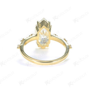 Bagues en Moissanite Marquise Hollandaise 3,5 carats pour Femme, en Or Jaune Massif 18K 14K 10K, Bijoux de Fiançailles avec Certificat - Product Image 3