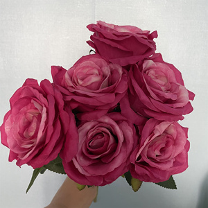 Ifg Hot Bán đúng Fushia màu hồng hoa nhân tạo Rose cho nhà trang trí đám cưới - Product Image 2