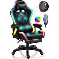 Chaise de jeu en livraison gratuite avec haut-parleurs Bluetooth et lumières LED RVB Chaise de jeu ergonomique pour ordinateur de massage avec accoudoir 2D