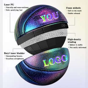 Pallone da <span class=keywords><strong>Basket</strong></span> Personalizzato Adwek No.7, in Pelle PU Laser, Cambio Colore Fluorescente, Camera d'Aria in Gomma Butilica, Durevole per <span class=keywords><strong>Partite</strong></span> - Product Image 4