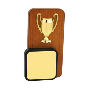 Wooden <b>Trophy</b> With Gold Cup And Engraving Plate Model 1701 For Sports Awards - Product Image 1