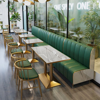 Canapé de restaurant de luxe léger en gros, chaises de salle à manger modernes en métal, plateau de table en bois, écologique et durable