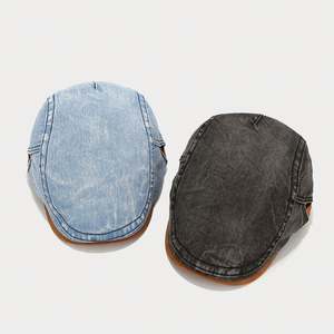 Béret en jean vintage pour hommes et femmes, casquette plate à bord court pour le quotidien, le sport, les activités de plein air et les voyages, idéale pour l'automne et l'hiver - Product Image 2