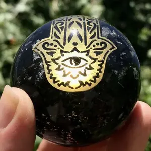 Bola de pedra de cristal da turmalina, esfera para cura, quartzo natural, feng shui, decoração