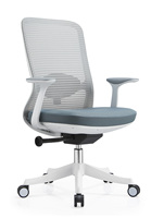 Chaise ergonomique à dossier moyen en maille avec rotation à 360 degrés, design moderne confortable, accoudoirs 3D et base en alliage d'aluminium