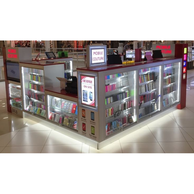 Custom Phone Case Display Showcase Cellphone Accessories Display Counter High End Mobile Phone Shop Names Kiosk Design