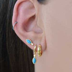 Wholesale Minimalist Jewelry Sterling <b>Silver</b> Gold Plated Marquise Turquoise <b>Stud</b> <b>Earrings</b> <b>for</b> <b>Women</b> - Product Image 2