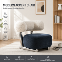 Fauteuil Sled Designer Nordique Moderne en Velours Sherpa Écologique avec Pieds en Acier Inoxydable – Canapé Fauteuil de Balcon Décontracté Sensation Premium
