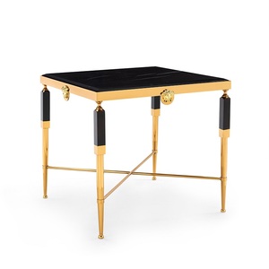 Promotion d'usine Meubles de luxe italiens Cadre en acier inoxydable doré Surface en marbre Surface en verre trempé Table basse - Product Image 2