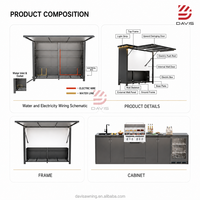 Meubles de cuisine extérieurs modulaires en aluminium avec barbecue, évier, îlot de rangement et comptoir pour jardin et patio