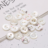 Boutons de coquillage blanc-Flatback, décoré de perles, 2 trous, pour chemises formelles pour hommes