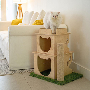 <span class=keywords><strong>คอนโด</strong></span>แมวทำจากไม้สอง<span class=keywords><strong>ชั้น</strong></span>สำหรับใช้ในบ้านพร้อมเสาข่วนเฟอร์นิเจอร์สัตว์เลี้ยงสำหรับแมว - Product Image 3