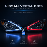 Ensemble de phares LED pour Nissan Versa 2015, avec commande par application DRL, feux de jour WRGB, phares automobiles de rechange, vente en gros
