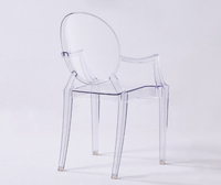 Chaise chic en plastique transparent avec bras d'fantôme, en résine, pour fête de mariage, en acrylique, livraison gratuite, vente en gros