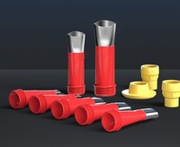 33pcs Applicateurs de buses de calfeutrage en acier inoxydable rouge avec 3 bases de connexion jaunes Kit d'outils de finition de calfeutrage