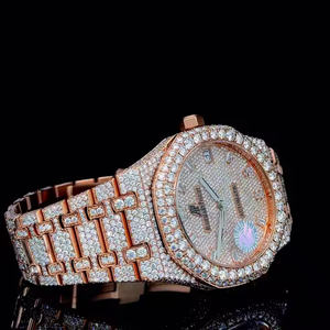 Montre de luxe pour homme en acier inoxydable à quartz avec diamants en moissanite, épaisseur de 5 mm, pour le bureau et les cadeaux haut de gamme - Product Image 2