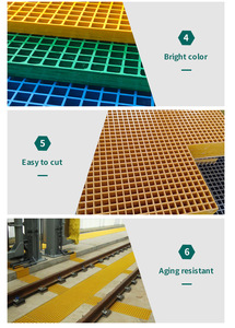 Grilles moulées en composite de fibre de verre FRP GRP haute résistance anti-âge, très vendues, pour passerelles industrielles et marches d'escalier - Product Image 4