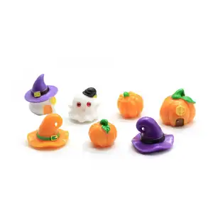 Halloween 3D Resin Miniatures Magic Hat Pumpkin Kawaii Ghost Charm for Party Holiday Children Ornament Dollhouse Toys