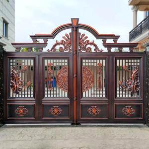 Porte extérieure de villa en acier inoxydable durable, design carpe chinoise et lotus, étanche, usage commercial, supermarché - Product Image 5