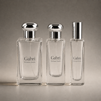 Flacon de parfum personnalisé de style vintage de 30 ml, 100 ml, flacon de parfum vide avec bouchon doré, flacon de parfum de luxe transparent de 50 ml avec boîte
