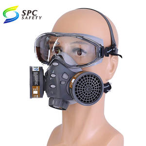 Peinture spray sécurité industrielle travail protection anti-gaz chimique respirateur silicone demi <span class=keywords><strong>masque</strong></span> <span class=keywords><strong>respiratoire</strong></span> avec lunettes de sécurité - Product Image 2