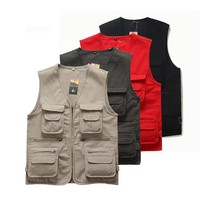 Gilet cargo 100% coton multi-poches pour hommes pour l'escalade, le tir, la photographie, l'accrochage, le pêcheur, le journaliste, gilet de pêche