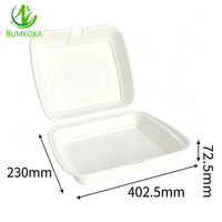 Boîte à clapet SUMKOKA 9x8 pouces en bagasse de canne à sucre jetable, biodégradable, compostable pour la restauration à emporter